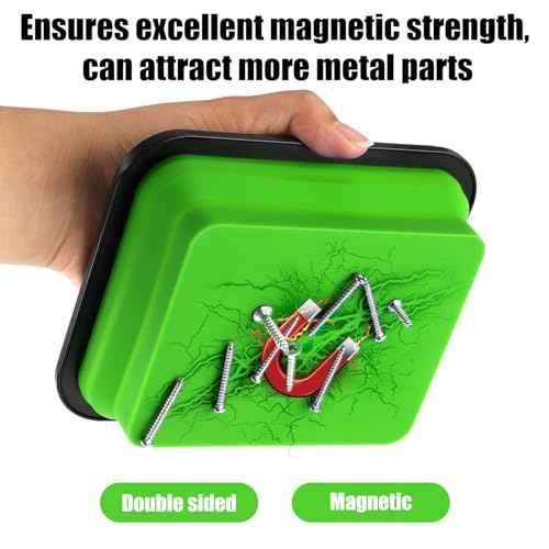 3pcs Collapsible Magnetic Parts Tray, 3 Sizes Magnetic Foldable Tray Insulating Silicone Magnetic Tool Tray for Mechanic's Folding Bowl & Magnetic Base for Bolts Screws Nuts Gaskets (Green)