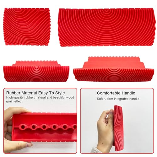 Wood Graining Tool, 4 PCS Wood Grain Tool Set, Rubber Empaistic Wood Texture Painting Tool for DIY Wall Room Art Paint Decoration