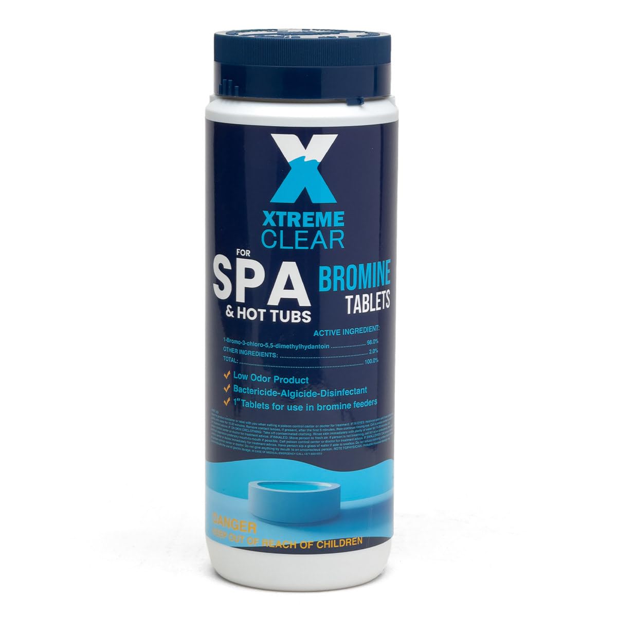 Xtremeclear Bromine Tablets for Spa & Hot Tub – 1.5 lbs Bottle, 1-Inch Tablets, Low-Odor Sanitization, Restores Water Clarity, Slow-Dissolving, Long-Lasting for Clean Water (Pack of 1)