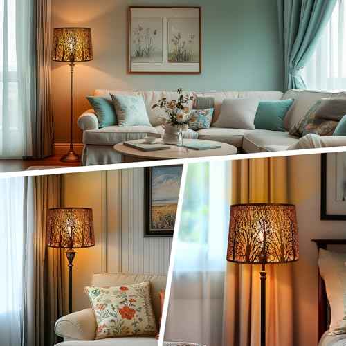 Large Metal Lampshade Forest Etching Forest Lamp Shade Pattern 12'' Top ¡¿ 14'' Bottom ¡¿ 10" Height Fits For Table Lamps and Floor Lamps Spider Fitter