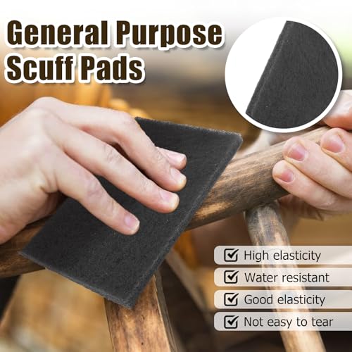 BokWin 6Pcs Scuff Pads Very Fine Grade General Purpose Sanding Hand Pads 200 x 125mm/8" x 5" Grey