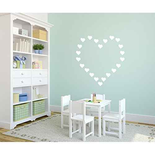 Heart Wall Decals Set ? 96pcs 2-Inch Removable Vinyl Stickers for Kids Bedroom, Nursery, Playroom ? Gender Neutral DIY Decor for Boys and Girls YYU-19 (White)