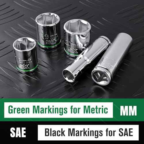 SK 3/8" Drive Socket Set, Metric Sockets, 13-Piece 8-20mm, SuperKrome Finish, Premium CR-V Construction, with Aluminum Socket Organizer