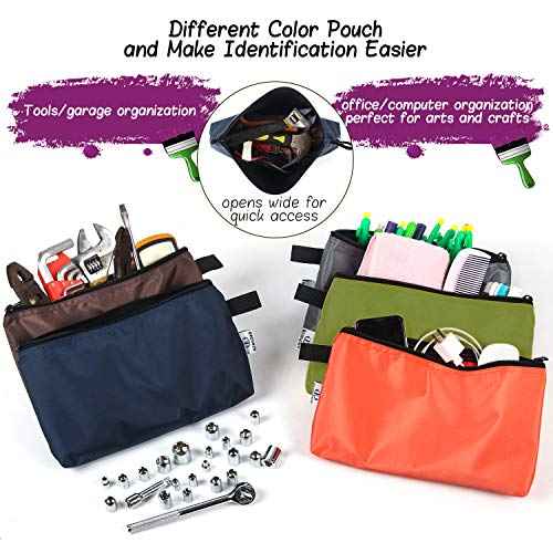 KERNOWO 5 Pcs Premium Tool Pouch Zipper Bag, Small Utility Bags, 12.5 X 7 X 2 Inch Bank Deposit Bag With Dependable Smooth Nylon Zippers