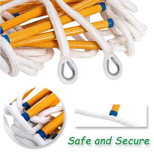 Fire Escape Ladders, 13 FT Emergency Ladder for Second Floor, Anti-Slip Rescue Fire Ladder 2 Story Window Ladder Fire Escape 2 Story Balcony Railing Treehouse, Fast to Deploy