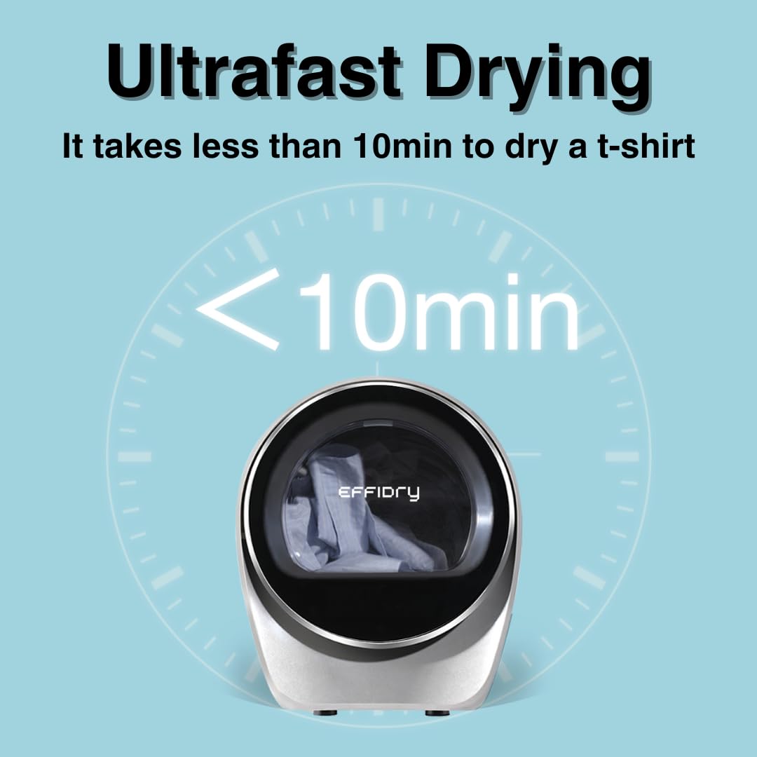 S3 Compact Dryer, capacity 1.0 cubic feet, voltage 110 volts, power 1050 watts, portable dryer, 8 drying modes, stainless steel drum, suitable for apartments and households. (white)