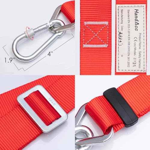 Safety Belt with Padded Waist Pad and Adjustable Lanyard, Safety Lanyard Fall Protection, Ladder Safety Belt, Tree Climbing Belt, Climbing Lanyard Fall Arrest Kit