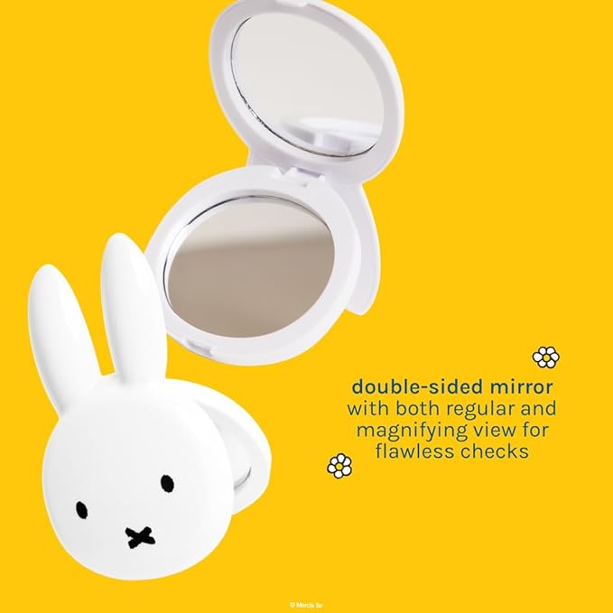 The Crème Shop Miffy On-The-Go Compact Mirror, Dual-Sided HD Durable Mirror, 2X Magnification, Portable & Lightweight, Limited Edition, Cute Miffy Design