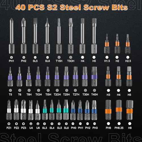 42 In 1 Magnetic Screwdriver Set, Ratcheting Screwdriver Set with Detachable Handle, Multi Magnetic Bits, Portable Repair Tools for DIY, Electronics, Car, Bicycle, Computer(Orange)