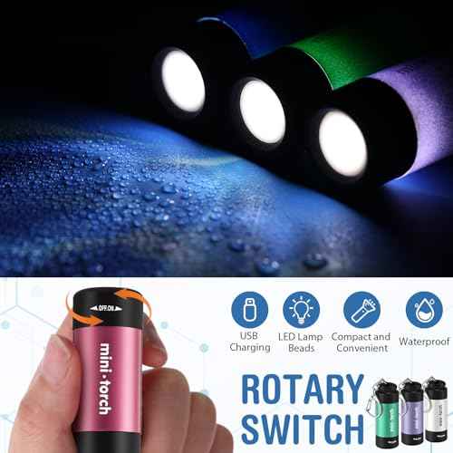Mudder Mini Keychain Flashlight USB Torch Rechargeable Colorful LED Flashlight High Powered Keychain Lamp Bulk Handheld Waterproof Pocket Light for Emergency Camping Hiking