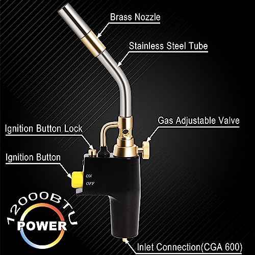 TS8000 Propane Torch Head 2 Pack by Wadoy High Intensity Trigger-Start Soldering Torch Compatible with MAPP/Propane for Soldering, Brazing, Welding, Searing Steak, Map Gas Torch Head