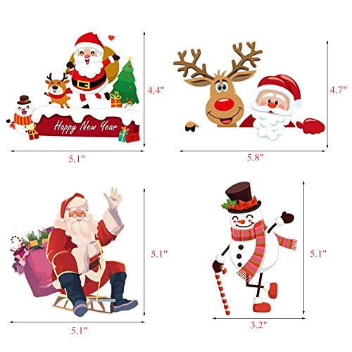 Christmas Switch Stickers Santa Claus and Snowman Removable Light Switch Stickers Bedroom Wall Decal for Christmas Decoration Home Room Decor(8pcs)