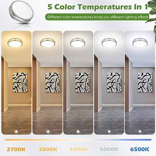 18IN 50W LED Flush Mount Ceiling Light, 5600lm Bright Dimmable LED Ceiling Light Fixture, 2700K-6500K Adjusted, Modern Kitchen Light Fixture Ceiling for Living Room Bedroom, Brushed Nickle, 1-Pack