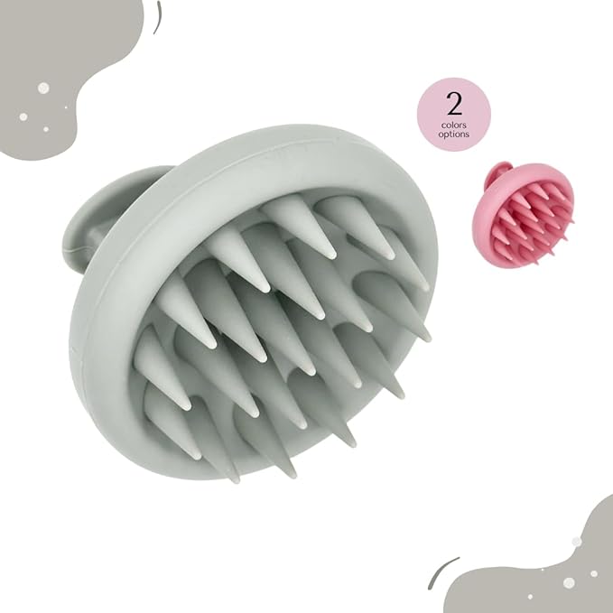 Organic To Green - Silicone Hair Brush (Gray) Soft Silicone Bristles to Remove Dandruff, Waterproof Hair Scrubber for Both Wet Dry Hair, Suitable for Men & Women