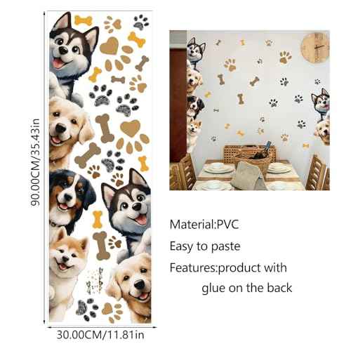 MLM Dog Wall Decor Paw Print Stickers Decal Dog Door Room Pup Art Wall Decor for Kids Baby Nursery Decoration Bedroom Classroom Decor Art DIY