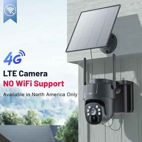 KKB 4G LTE Cellular Security Camera, No WiFi Security Camera Outdoor Built-in SIM Card Unlimited Data Plan, Solar Powered, 2K Wireless Cam Color Night Vision, PIR Motion Sensor, 355¡Æ View, 2 Way Talk
