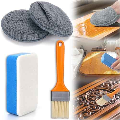 XANGNIER 4Pcs Cutting Board Oil and Wax Applicator Set ? Food-Grade Mineral Oil and Wood Wax Conditioner Kit with Microfiber Applicator Pad and for Butcher Blocks,Bamboo,Wooden Utensils & Countertops