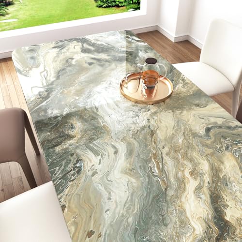 WESTICK Green Gold Marble Countertop Contact Paper Waterproof Peel and Stick Gold Marble Vinyl Wrap Removable Granite Wallpaper for Countertops Kitchen Island Tables Cabinets Camper 15.8" x 80"