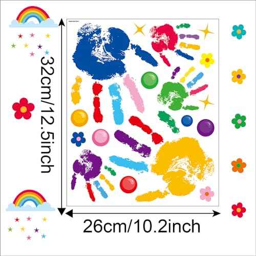 Classroom Wall Decals, 7 Sheets 86 PCS ? Handprints & Rainbow Quote ¡°The Future of the World is in This Room¡± ? Peel & Stick Removable Vinyl for Kids Room, Preschool, Daycare & Teacher Classroom Decor
