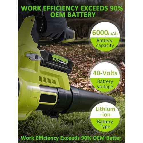 Upgraded 40 Volt 6000mAh ithium ion OP4060 Battery and OP401 Charger Replacement for Ryobi 40v Battery and Charger Combo P403A OP4026 OP4050A OP4040 OP4060 Compatible with Ryobi 40 Volt Power Tools