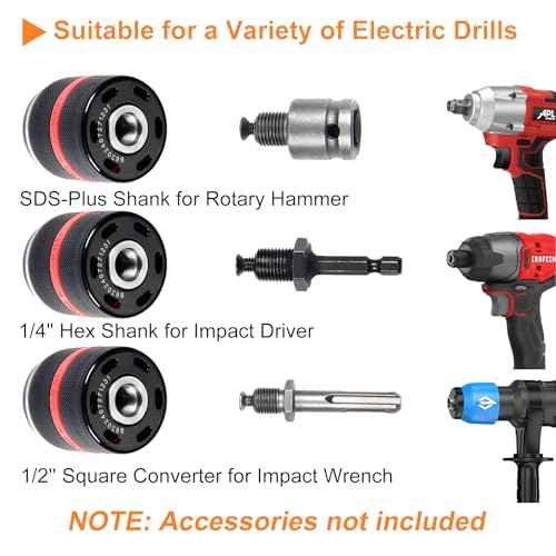 Keyless Drill Chuck for Milwaukee M18, 1/2"-20UNF Mount, 1.5 to 13 mm Clamping Capacity, All-Metal Self-Tightening Chucks, Replacement Power Drill Chucks for Various Purposes
