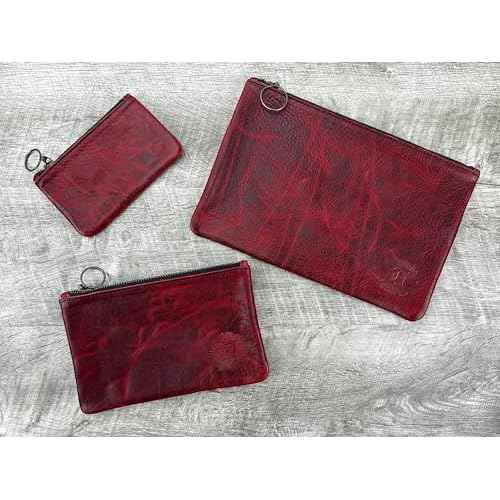 Leather Pouch with Zipper (Canyon Rouge, X-Small 5.5" x 3")