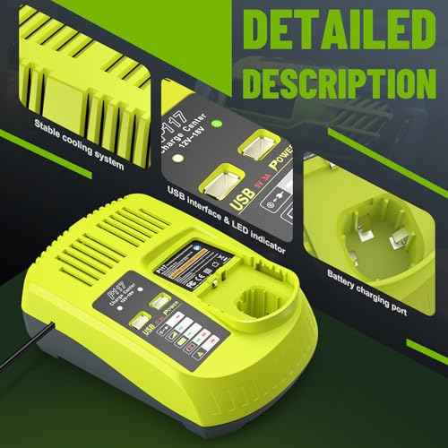 P103 18V 3000mAh 2-Pack Replacement Battery P117 12V-18V Charger for Ryobi Battery Charger Combo Compatible with P100 P102 P104 P105 P107 P108 P109 P190 Charger for Ryobi Lithium-Ion/NiCad/NiMh