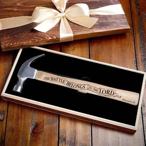 Jesuspirit - Engraved Hammer - Christimas Gifts, Wooden Hammer for Housework - Christian Gifts For Men, Father - Anniversary Gifts - Wedding Gift For Handy Man (The Battle Belongs To The Lord)