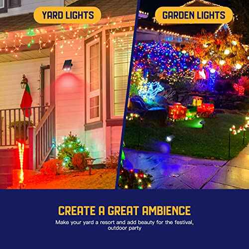 Kyosho Solar Spot Lights Outdoor, IP67 Waterproof Solar Lights for Yard, Garden and Walkways, 38 LEDs RGBW Multicolor Spotlight, 6 Pack