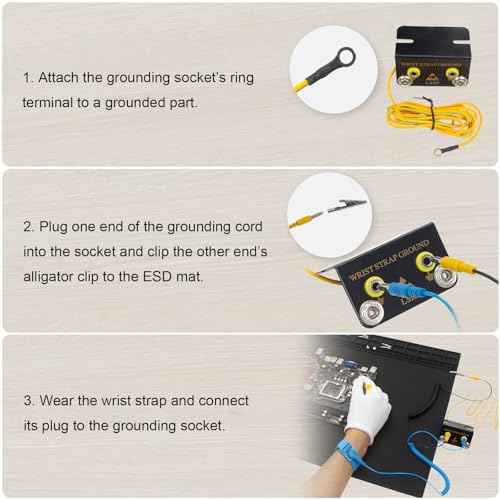 Anti Static Soldering Mat, Extra Large 27.6" x 15.7" Heat Resistant 932¡ÆF Large Silicone ESD Safe Work Mat with Grounding Accessories and Anti Static Wrist Strap (Black)