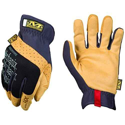 Mechanix Wear Material4X FastFit Gloves - Leather Abrasion-Resistant Gloves for Hand Safety - Breathable - Secure Fit - Anti-Slip - Cut-Resistant - Machine Washable - Brown/Black - Large