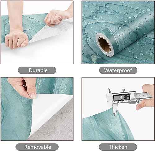 YENHOME Turquoise Blue Marble Wallpaper Peel and Stick Countertops Waterproof Granite Wallpaper for Walls Self Adhesive Marble Look Contact Paper Removable Wall Paper Pull and Stick 17.7"X80"