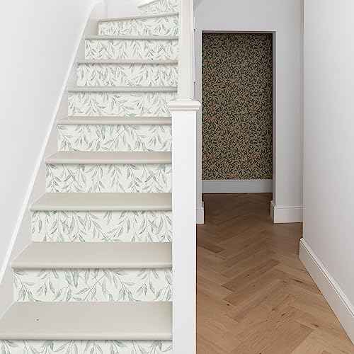 Sevalo Leaf Leaves Peel and Stick Wallpaper Boho Contact Paper for Cabinets and Drawer Greenery Contact Paper for Walls Self-Adhesive Removable Wallpaper Bathroom Olive Farmhouse Nature17.3inW 78.7inL