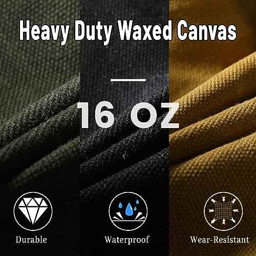 Heavy Duty 16oz Waxed Canvas Tool Storage Bags, Standable One-Piece Tool Organization Pouch - 3 Pack Pouches with Brass Zipper & Grommet (Small)