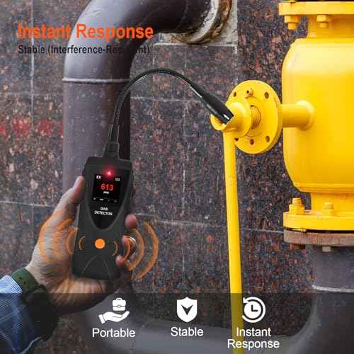JLY-80A Gas Leak Detector, High-Precision Sensor, Flexible Metal Probe, Visual and Audible Alarm, High/Low Sensitivity Mode, Portable Combustible Gas Sniffer for Home and Industrial Use