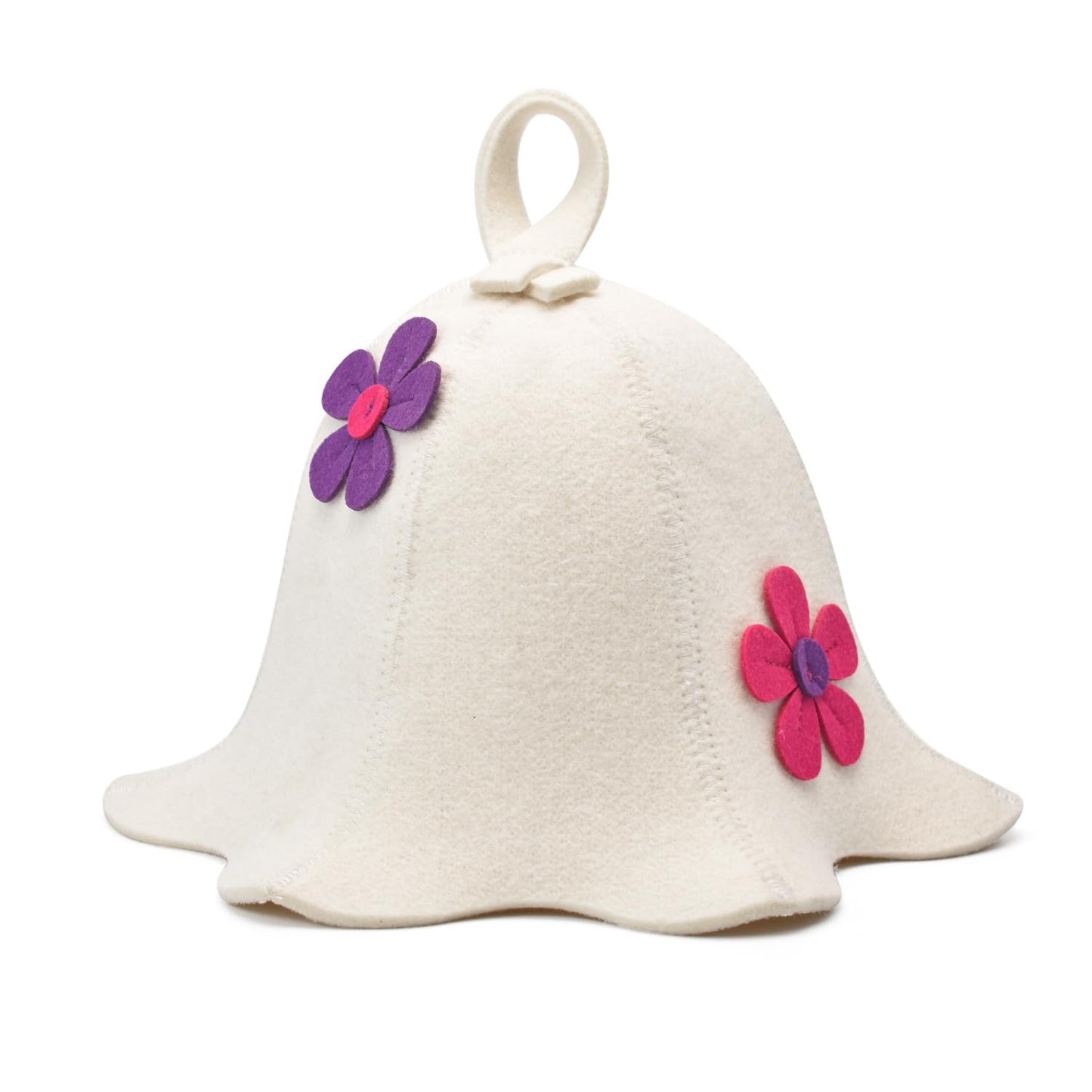 Halsa Sauna Hat, Natural Wool Sauna Cap for Men and Women | Flowers | Eco-Friendly Insulating Headgear for Spa, Steam Room, Banya, Bathhouse | Comfortable, Breathable, Handmade | One Size Fits All