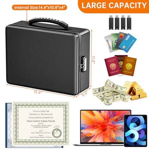 ENGPOW Fireproof Document Box, Hard Case File Box with Fireproof Zipper£¦Lock, 6400¡ÆF Heat Insulated Fire and Water Resistant Portable File Organizer Storage Home Safe for Documents Laptop Cash Black