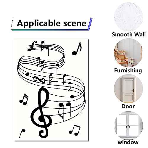 CRASPIRE 8 Sheets Musical Note Wall Stickers PVC Waterproof Self-Adhesive Window Decals Piano Guitar Heart Peel and Stick Removable for Classroom Home Decoration Bedroom Bathroom Wall Art