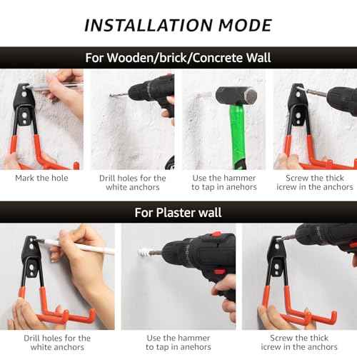 20 Pack Utility Steel Heavy Duty Wall Mount Garage Hooks,with Anti-Slip Coating,for Hanging Bikes,Ladder,Ropes,Bulk Items,Power,Yard and Garden Tools