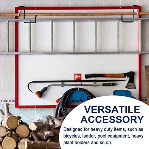 Heavy Duty 8 Pack Vinyl Coated Hooks for Hanging and Organizing, Large Ladder Hooks, Garage Bike and Tool Hanger, Black