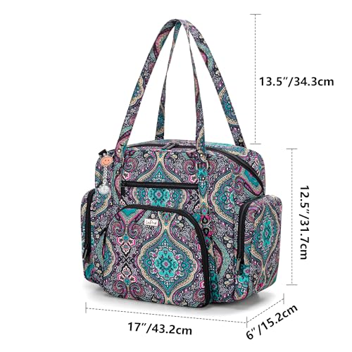 LoDrid Nurse Tote Bag with Padded Bottom for Home Health & Work, Zip-Top Closure, 15.6" Laptop Layer, Multiple Pockets for Nurse Supplies