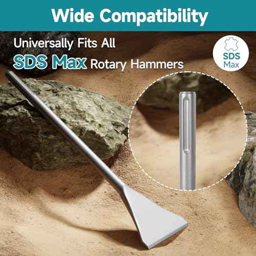 Tile Chisel with SDS-Max Shanks - 4.33 In. x 15.75 In. Tile Chisel Hammer Alloy Steel Chisel Remove Chisel- Suitable for SDS-Max Jack Hammer
