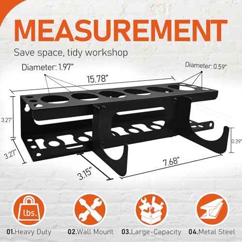 Siligun Caulking Gun Rack, Grease Gun Holder, Wall Mount Silicone Caulking Tools, Work Van Organizers And Storage Tube For Workshop Holds 6 Caulking Tubes And Caulking Nozzle (Black)