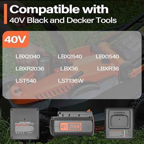 40V Replacement for Black and Decker 40V Lithium Battery LBX2040 LBX2540 LBXR36 LBXR2036 LBX1540 LST136 LST540 with LCS40 LCS36 Black and Decker 3.5Ah Battery Charger