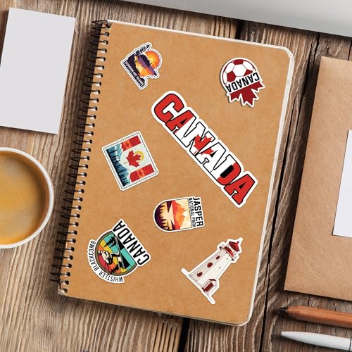 Canada Travel Stickers 50 Pieces Vinyl Waterproof Decal for Laptop Water Bottle Phone Car Window Bike Motorcycle Stakeboard Scrapbook Canadian Vacation Sticker Gifts
