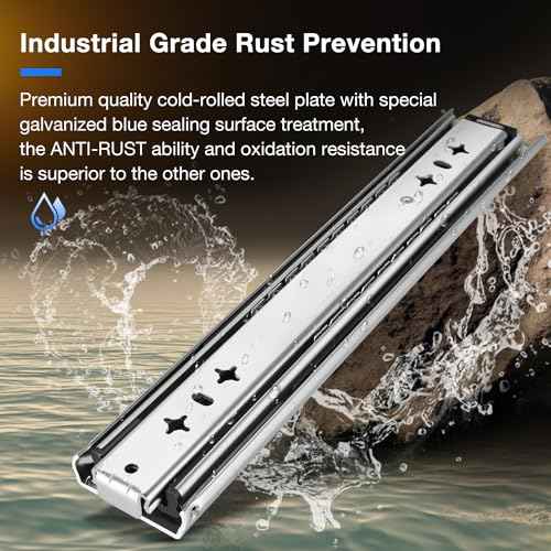 Heavy Duty Drawer Slides Full Extension Locking Runners with Lock 16 18 20 22 24 26 28 30 32 34 36 38 40 Inch Side Mount Ball Bearing Rails 500 Lb (Load:250 lb (No Lock) -W:53mm, 22 inch)