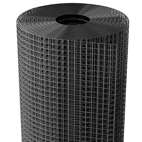 Dynabyte Vinyl Coated Black Hardware Cloth 1/2 inch 24 x 100 ft 19 Gauge, Rust and Corrosion Resistant, Easy to Bend Simple Installation, Chicken Wire Mesh, Garden Fence, Gopher Wire Cloth