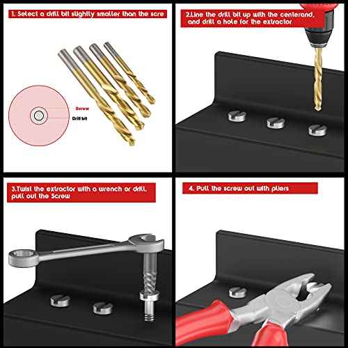39 Pcs Screw Extractor Set, 6542/4341 HSS Left Hand Drill Bit Set, Easy Out Extractor Set Multi-Spline Stripped Screw Extractor Set for Removing Damaged Broken Rusted Nuts, Bolts