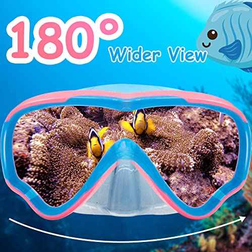 Vvinca Kids-Goggles with Nose Cover, Diving Mask Elastic Fabric Strap Anti Fog Anti Shattered Lens for Kids Swim Goggles 3-14