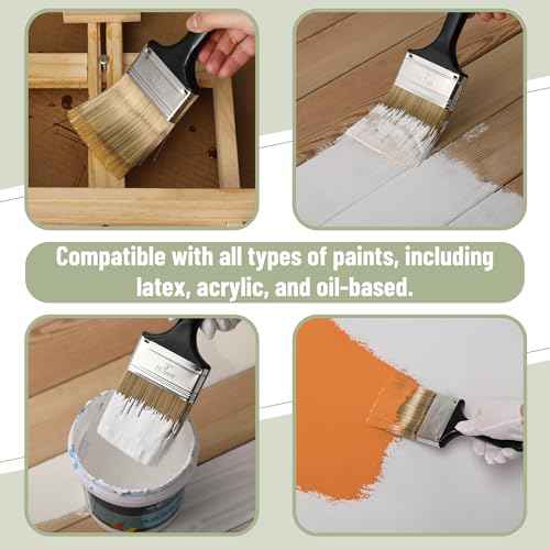 Bates- Paint Brushes, 2-Inch, 10 Pack, Plastic Handle Flat Paint Brushes for Walls and Furniture